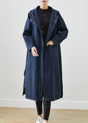 Natural Navy Oversized Pockets Cotton Trench Fall