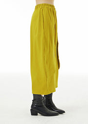 Natural Yellow Elastic Waist Oversized Patchwork Cotton Harem Pants Summer