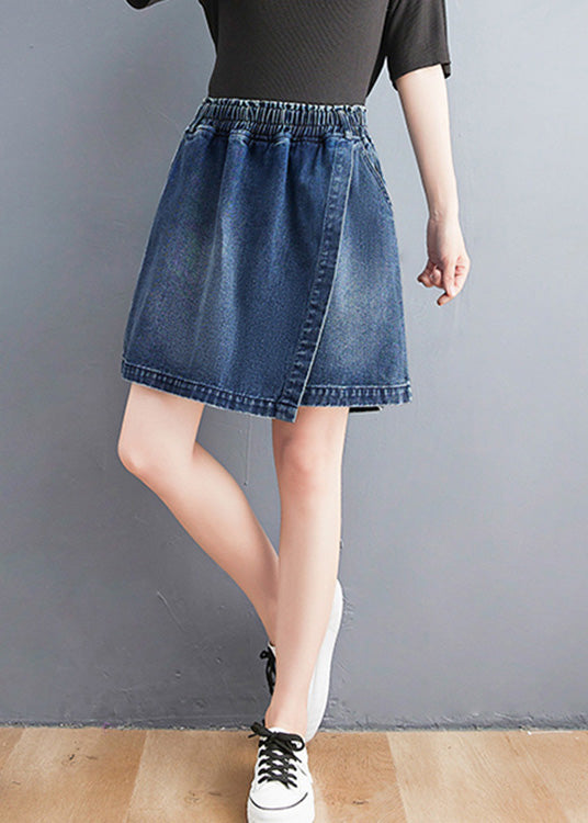 Navy High Waist Wide Leg Jeans Skirt