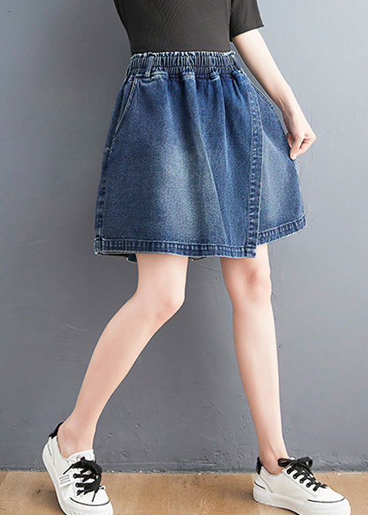 Navy High Waist Wide Leg Jeans Skirt