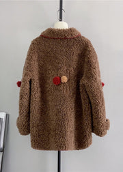 New Beige Square Neck Playful Little Deer Wool Jacket Winter