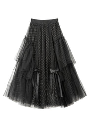 New Black Bow Elastic Waist Tulle Skirt Summer