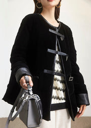 New Black Button Pockets Patchwork Duck Down Coats Long Sleeve