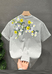 New Black Embroideried Cozy Cotton T Shirts Short Sleeve