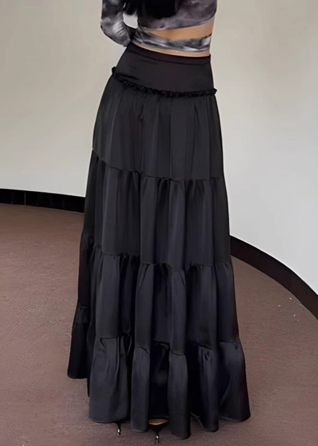 New Black Solid High Waist Maxi Skirts Summer