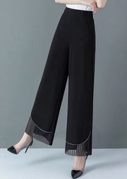 New Black Tulle Patchwork High Waist Straight Pants Spring