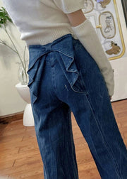 New Blue Bow High Waist Denim Pants Spring