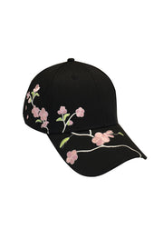 New Boho Black Floral Embroidery Baseball Cap Hat