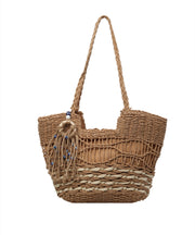 New Casual Khaki Versatile Grass Woven Shoulder Bag