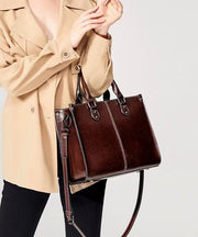 New Coffee Versatile European And American Cowhide Handbag