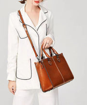 New Coffee Versatile European And American Cowhide Handbag