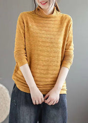 New Dark Khaki Turtleneck Patchwork Knitting Cotton Long Sleeve