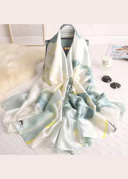 New Elegant White Print Stylish Silk Scarf