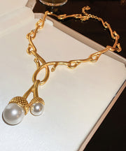 New Gold Sterling Silver Alloy Pearl Pendant Necklace