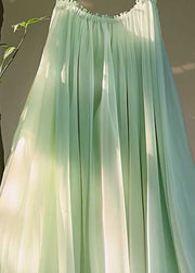 New Green Asymmetrical Elastic Waist Chiffon Pleated Skirt Summer