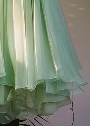 New Green Asymmetrical Elastic Waist Chiffon Pleated Skirt Summer