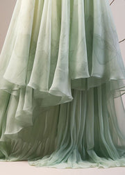 New Green Asymmetrical High Waist Tulle Skirts Summer