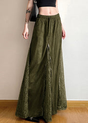 New Green Elastic Waist Lace Patchwork Maxi Skirts Summer