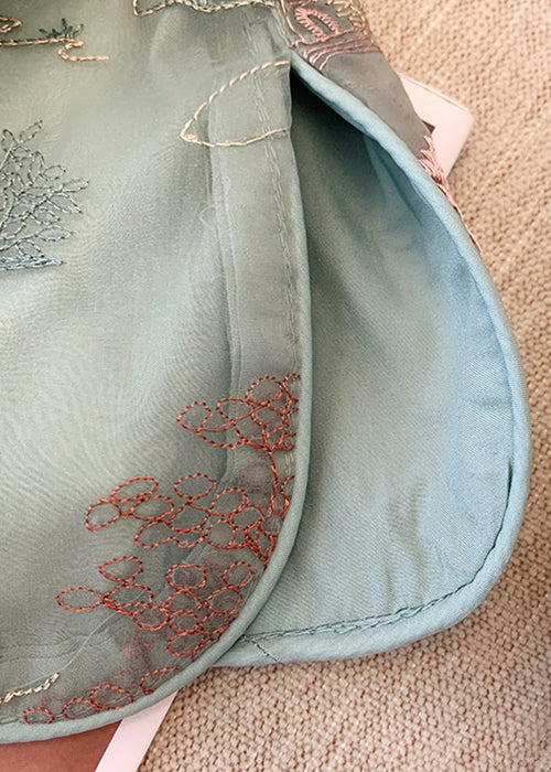 New Green Embroidered Button Tulle Waistcoat Sleeveless