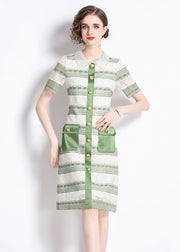 New Green Hollow Out Embroideried Patchwork Lace Mid Dress Summer