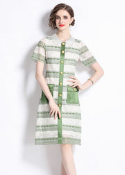 New Green Hollow Out Embroideried Patchwork Lace Mid Dress Summer