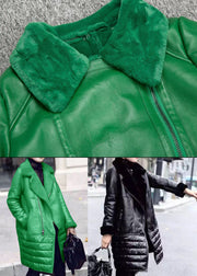 New Green Peter Pan Collar Patchwor Duck Down Coat Winter