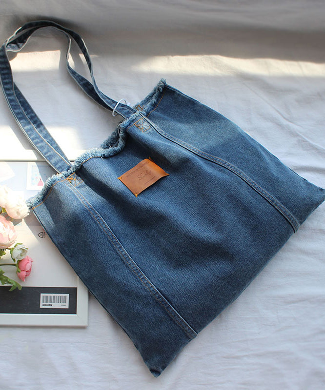 New High-Capacity Torn Edge Denim Shoulder Bag