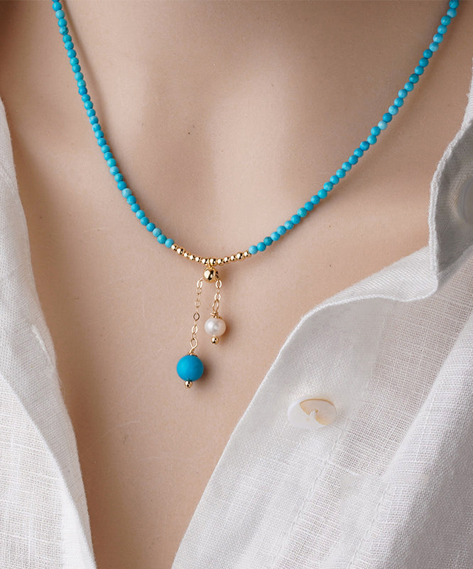 New Natural Pearl Patchwork Women Turquoise Necklace