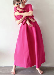 New Rose O Neck Solid Knit Long Dresses Half Sleeve