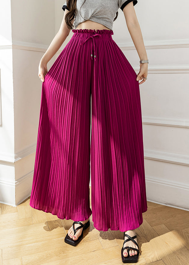 New Rose Ruffled High Waist Chiffon Crop Pants Summer