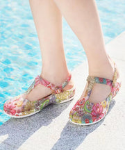 New Summer Hollow Out Print Wedge Beach Slide Sandals