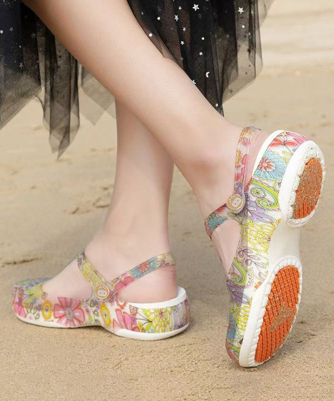 New Summer Hollow Out Print Wedge Beach Slide Sandals