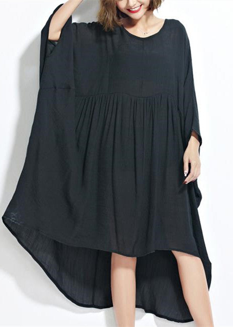 New Green Chiffon Dresses Plus Size Clothing Linen Maxi Dress Fine High Waist Batwing Sleeve Clothing