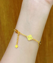 Novelty 24K Gold Four Leaf Clover Chain Bracelet