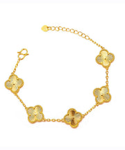 Novelty 24K Gold Four Leaf Clover Chain Bracelet