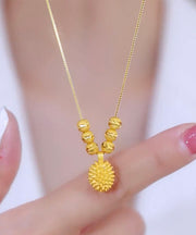 Novelty Gold Stainless Steel Alloy Durian Pendant Necklace