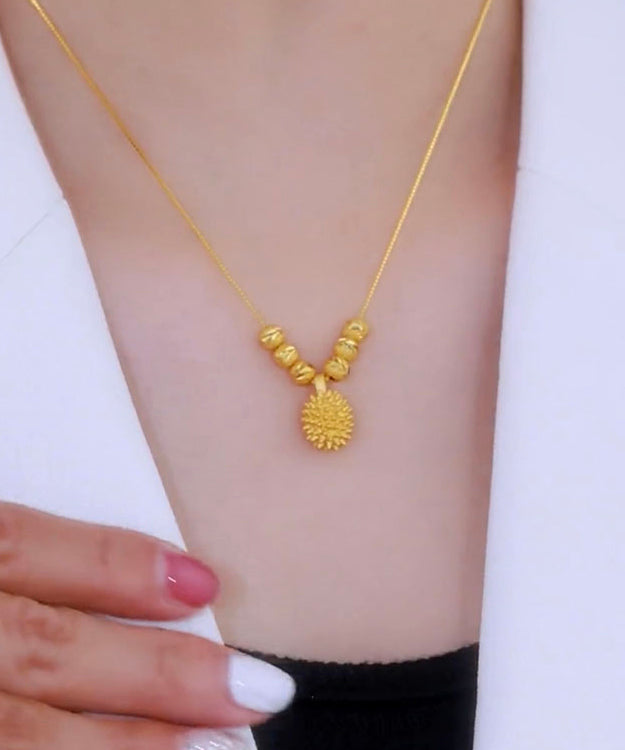 Novelty Gold Stainless Steel Alloy Durian Pendant Necklace