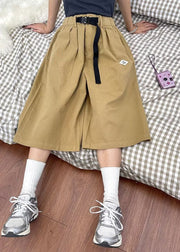 Novelty Khaki Elastic Waist Sashes Mens Wide Leg Pants