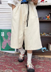 Novelty Khaki Elastic Waist Sashes Mens Wide Leg Pants