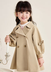 Novelty Khaki Peter Pan Collar Patchwork Button Girls Trench Coats Fall