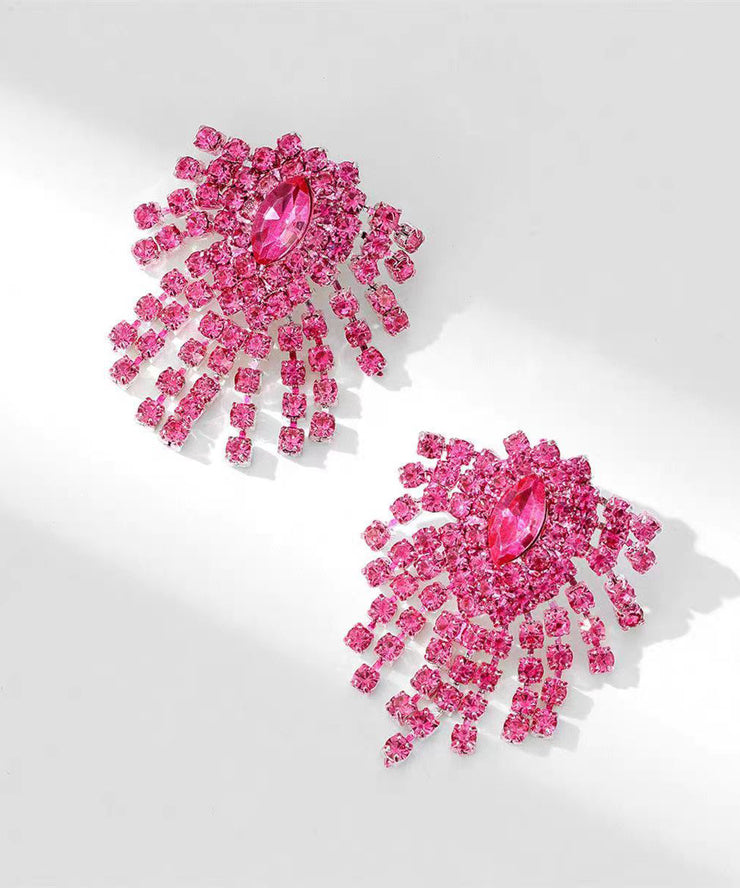 Novelty Purple Alloy Crystal Tassel Stud Earrings