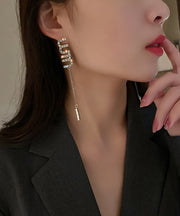 Novelty Silk Alloy Zircon Graphic Tassel Drop Earrings