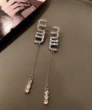 Novelty Silk Alloy Zircon Graphic Tassel Drop Earrings