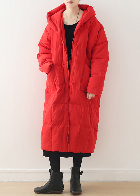 Limited Stock-Grauer warmer Daunenmantel Plus Size Parka dicker Maxi Cardigan mit Kapuze