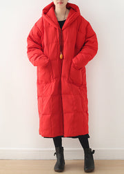 Limited Stock-Grauer warmer Daunenmantel Plus Size Parka dicker Maxi Cardigan mit Kapuze