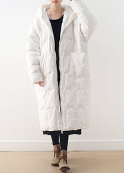 Limited Stock-Grauer warmer Daunenmantel Plus Size Parka dicker Maxi Cardigan mit Kapuze