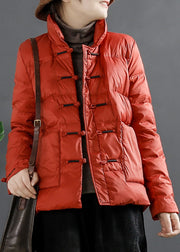 Orange Low High Design Duck Down Coats Stand Collar Winter