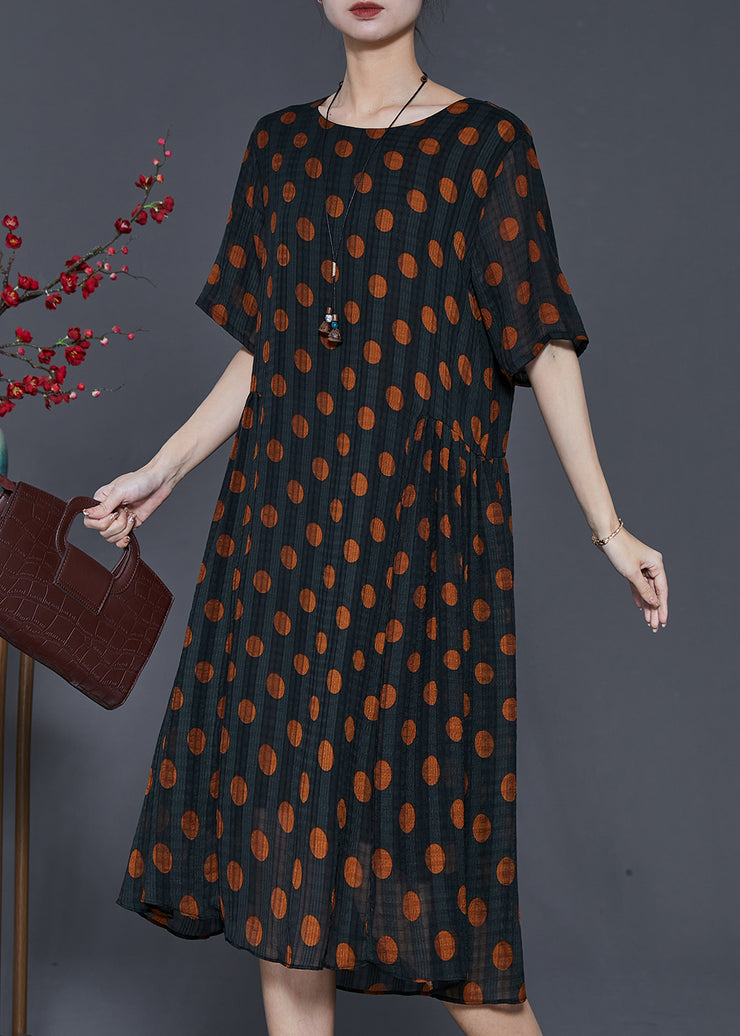 Orange Round Dot Chiffon Maxi Dresses Oversized Summer