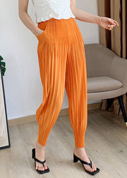 Orange Striped Patchwork Pockets Harem Pants Summer