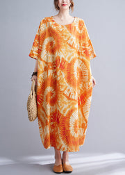 Orange Vacation Maxi Dresses Batwing Sleeve